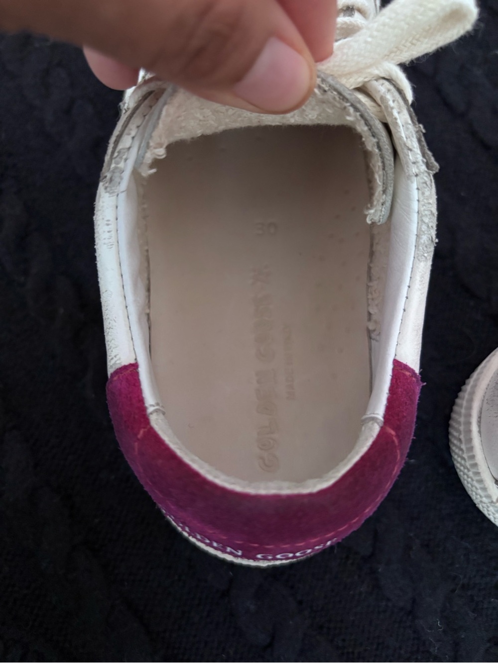 Golden Goose Kids May Sneakers White Leather Purple Suede Glitter Star Sz 30(13) - Picture 9 of 10
